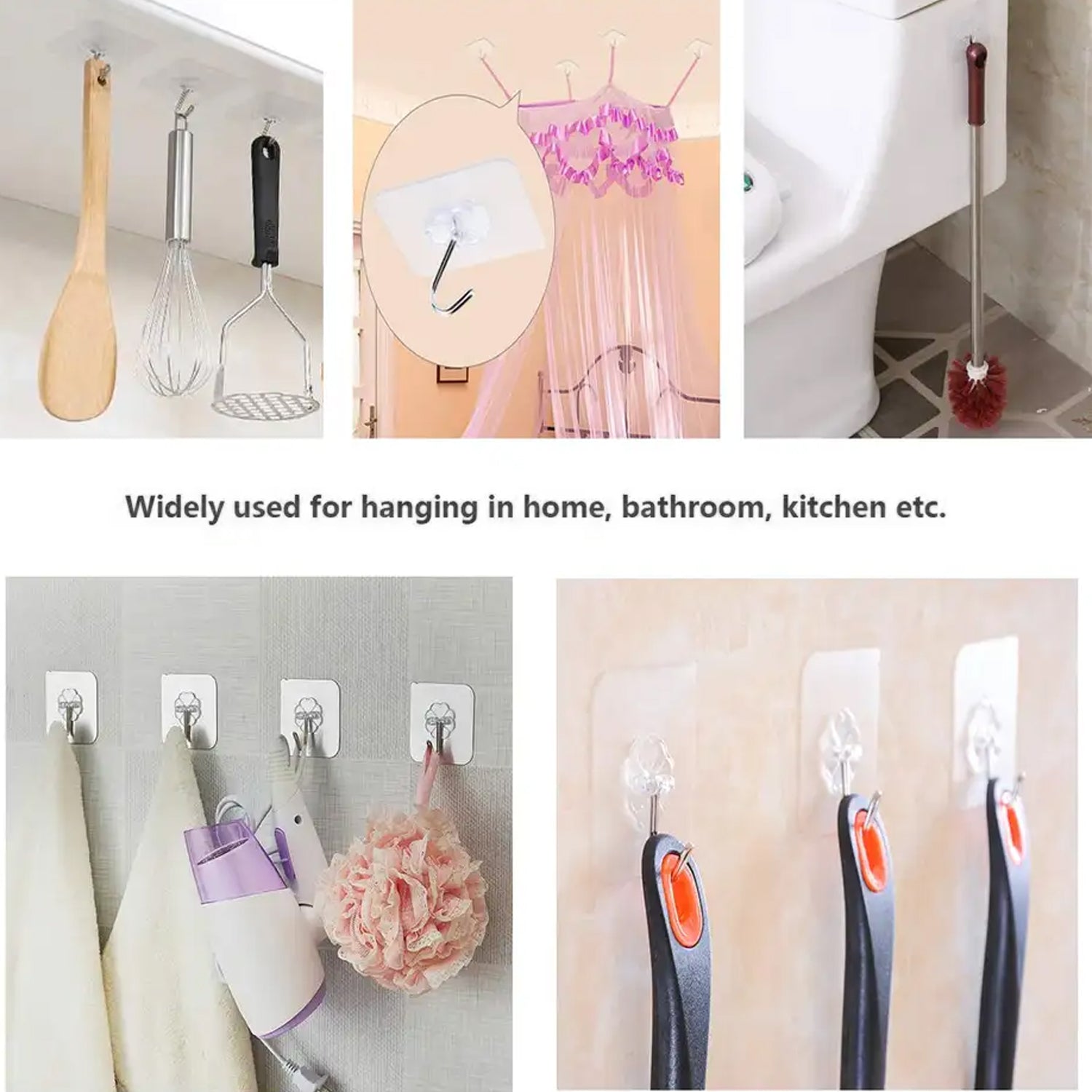 1689a Self Adhesive Heavy Duty Waterproof Transparent Sticky Plastic & Stainless Steel Wall Hooks (10 Pc Set) 1689a Self Adhesive Heavy Duty Waterproof Transparent Sticky Plastic & Stainless Steel Wall Hooks (10 Pc Set)